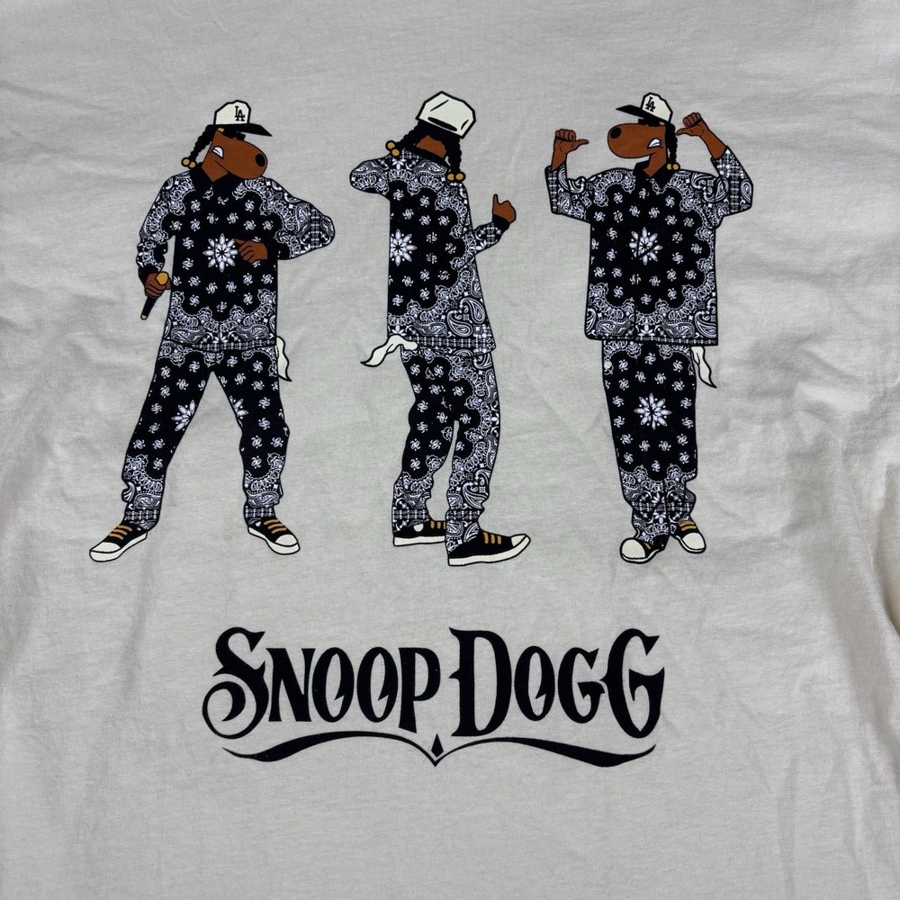 Snoop Dogg Dogg Supply Graphic T Shirt Mens Medium Cream Hip Hop Rap Tee Street